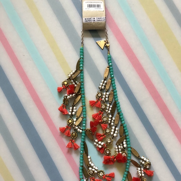 NWT Anthropologie Beaded Necklace with Charms - Picture 4 of 5
